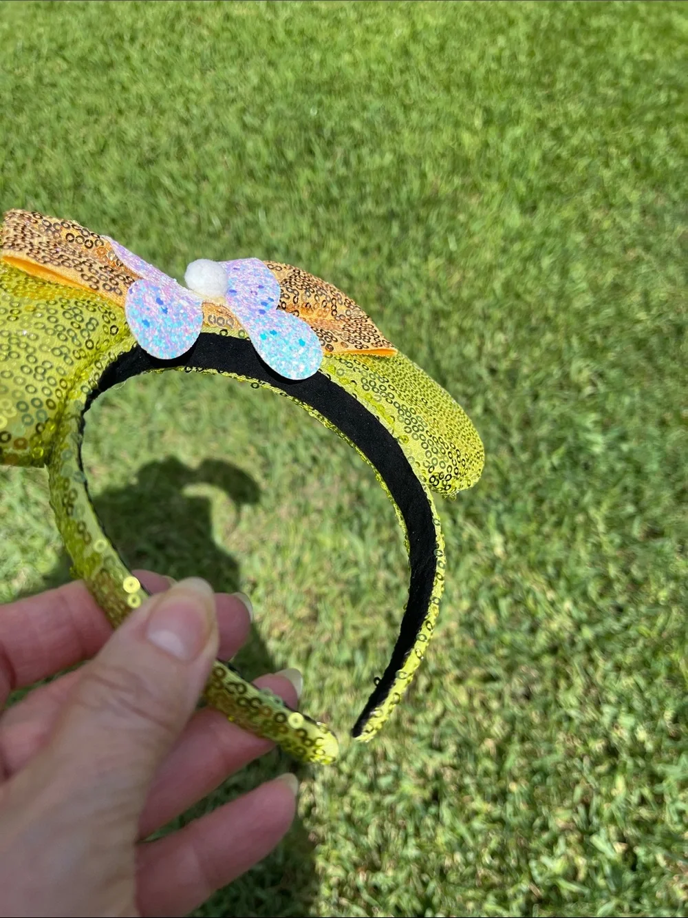 Disney Encanto Inspired Green Gold Sequin Mouse Ears Headband | Butterfly